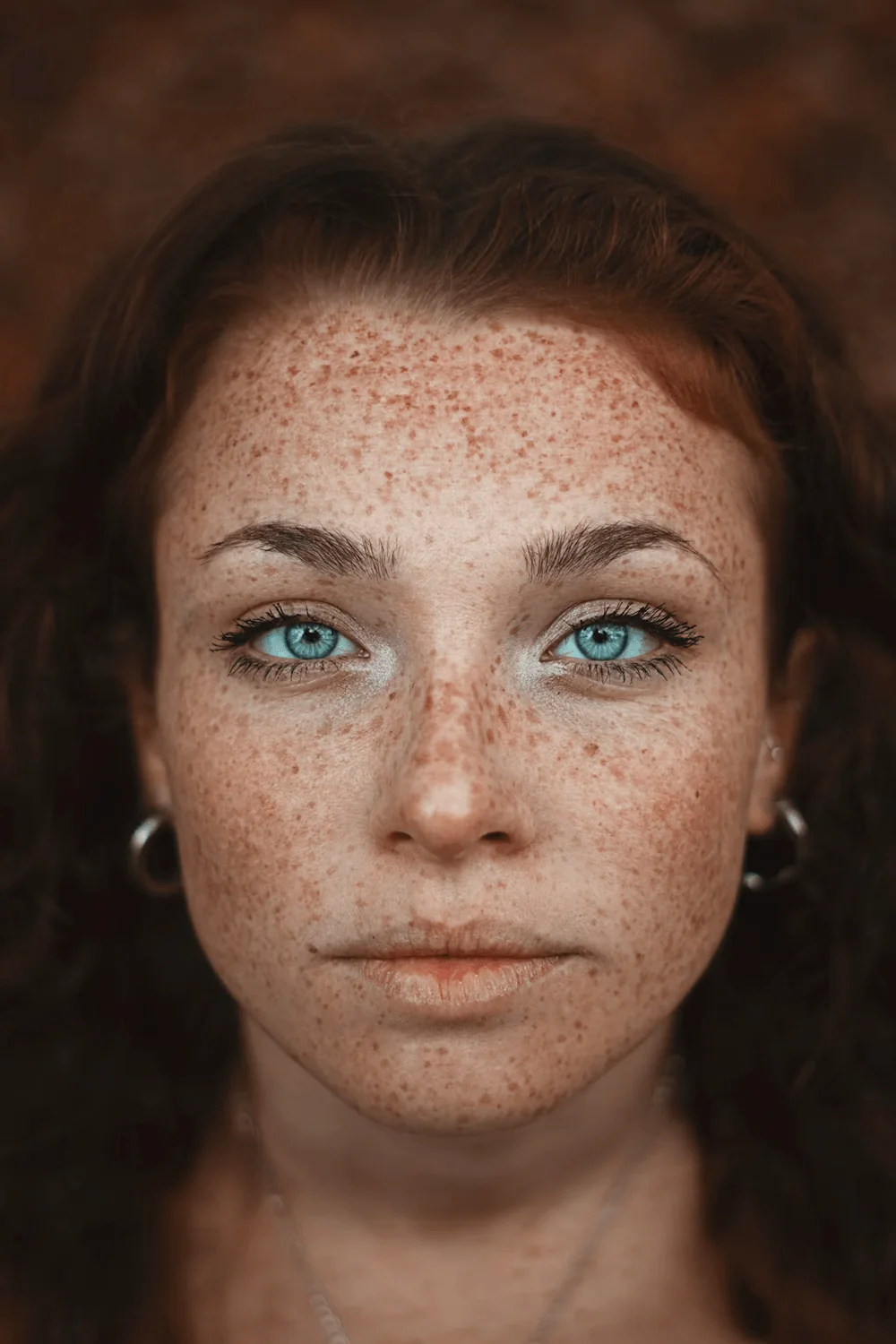 Portrait showing natural freckles and skin pigmentation